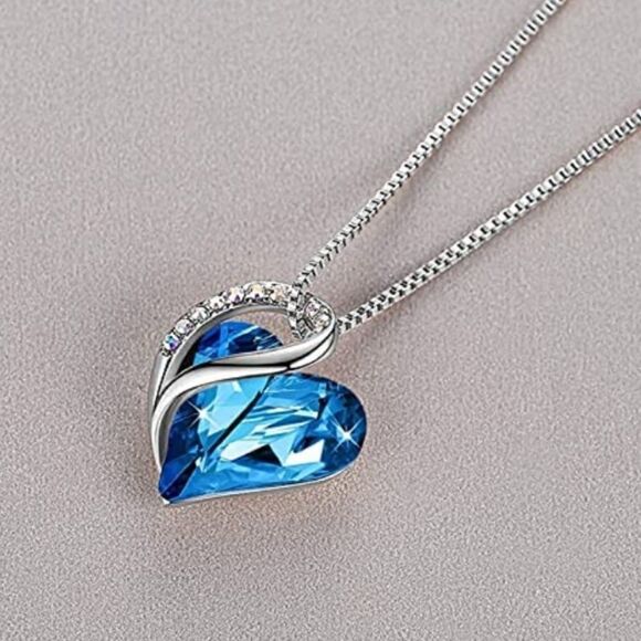 Heart Necklace with Crystal Pendant - Picture 2 of 4